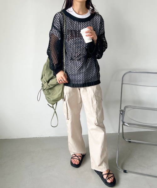 CLEA(クレア)の「Y2Kストレートベイカーカーゴパンツ(カーゴパンツ・レディース・ブラウン/アイボリー/ブラック・M/L)」の8枚目の写真