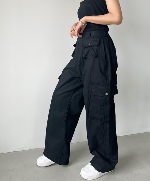 CLEA(クレア)の「Y2Kストレートベイカーカーゴパンツ(カーゴパンツ・レディース・ブラウン/アイボリー/ブラック・M/L)」の14枚目の写真