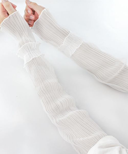 DAY CLOSET（デイ クローゼット）の「レディース シースルーレースメロウフリルアームカバー（アームカバー・レディース・ブルー系その他/ホワイト/ブラック/ピンク系その他・ONE SIZE）」の2枚目の写真