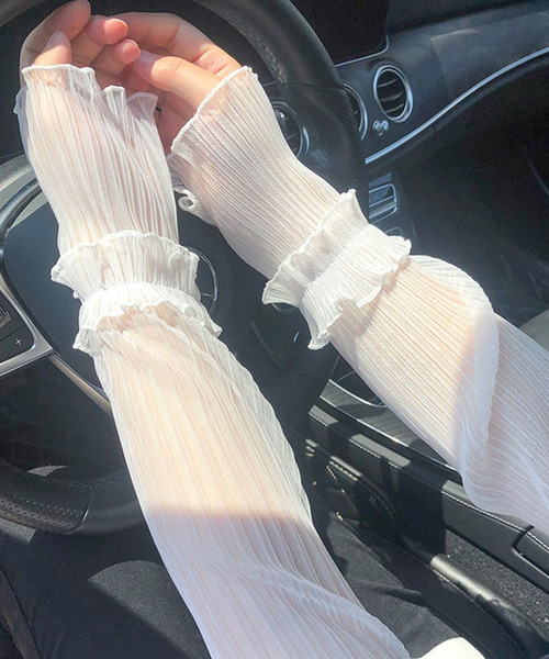 DAY CLOSET（デイ クローゼット）の「レディース シースルーレースメロウフリルアームカバー（アームカバー・レディース・ブルー系その他/ホワイト/ブラック/ピンク系その他・ONE SIZE）」の6枚目の写真