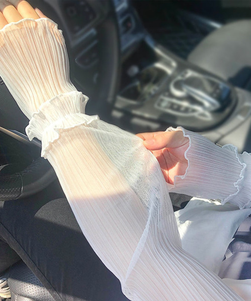 DAY CLOSET（デイ クローゼット）の「レディース シースルーレースメロウフリルアームカバー（アームカバー・レディース・ブルー系その他/ホワイト/ブラック/ピンク系その他・ONE SIZE）」の7枚目の写真