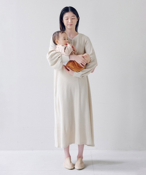 フェリシモMama(フェリシモママ)の「Moredde マタニティから産後も使える 2-WAYワッフル素材ワンピース(マタニティウェア/グッズ・レディース・ライトベージュ・MEDIUM/LARGE/X-LARGE)」の8枚目の写真