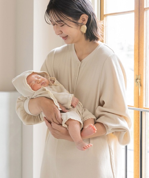 フェリシモMama(フェリシモママ)の「Moredde マタニティから産後も使える 2-WAYワッフル素材ワンピース(マタニティウェア/グッズ・レディース・ライトベージュ・MEDIUM/LARGE/X-LARGE)」の20枚目の写真