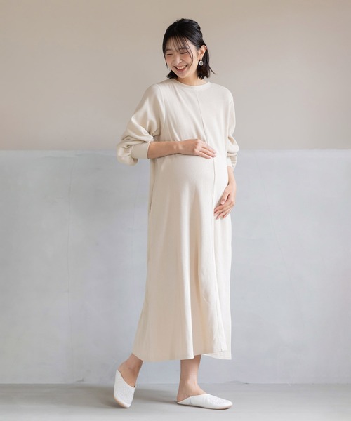 ワンピース mam Moredde マタニティから産後も使える 2－WAYワッフル素材