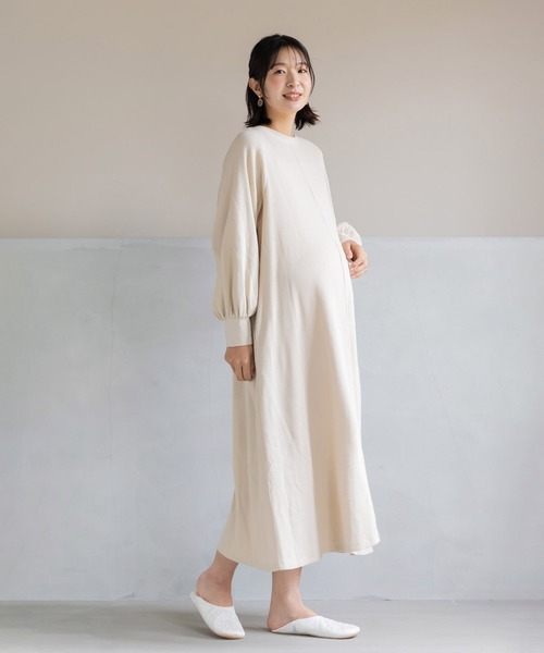 フェリシモMama(フェリシモママ)の「Moredde マタニティから産後も使える 2-WAYワッフル素材ワンピース(マタニティウェア/グッズ・レディース・ライトベージュ・MEDIUM/LARGE/X-LARGE)」の13枚目の写真