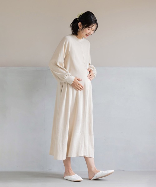 フェリシモMama(フェリシモママ)の「Moredde マタニティから産後も使える 2-WAYワッフル素材ワンピース(マタニティウェア/グッズ・レディース・ライトベージュ・MEDIUM/LARGE/X-LARGE)」の22枚目の写真