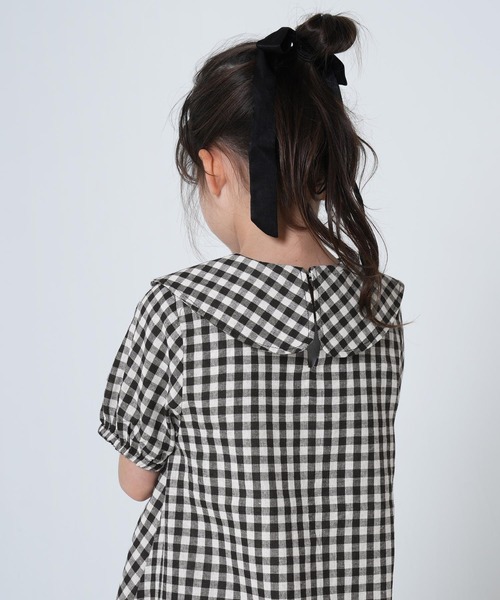 coca（coca）（コカ）の「キッズ　ギンガムチェックフラットカラーAラインワンピース（ワンピース・キッズ・ブラック・110/120/130/140）」の7枚目の写真