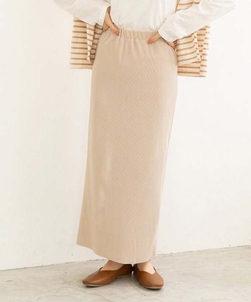 chocomee(チョコミー)の「リブストレートスカート/rib straight skirt(スカート・レディース・ライトグリーン/アイボリー・FREE)」の1枚目の写真