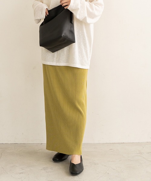 chocomee(チョコミー)の「リブストレートスカート/rib straight skirt(スカート・レディース・ライトグリーン/アイボリー・FREE)」の11枚目の写真