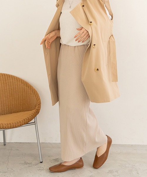 chocomee(チョコミー)の「リブストレートスカート/rib straight skirt(スカート・レディース・ライトグリーン/アイボリー・FREE)」の4枚目の写真