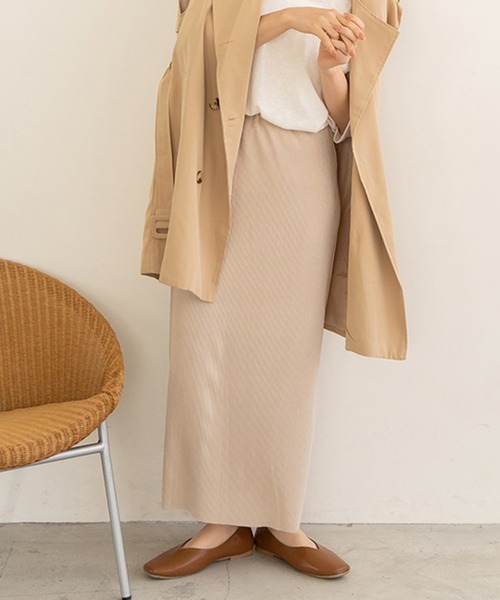 chocomee(チョコミー)の「リブストレートスカート/rib straight skirt(スカート・レディース・ライトグリーン/アイボリー・FREE)」の6枚目の写真