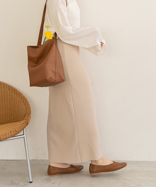 chocomee(チョコミー)の「リブストレートスカート/rib straight skirt(スカート・レディース・ライトグリーン/アイボリー・FREE)」の10枚目の写真