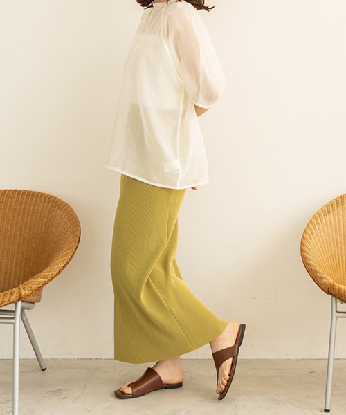 chocomee(チョコミー)の「リブストレートスカート/rib straight skirt(スカート・レディース・ライトグリーン/アイボリー・FREE)」の8枚目の写真