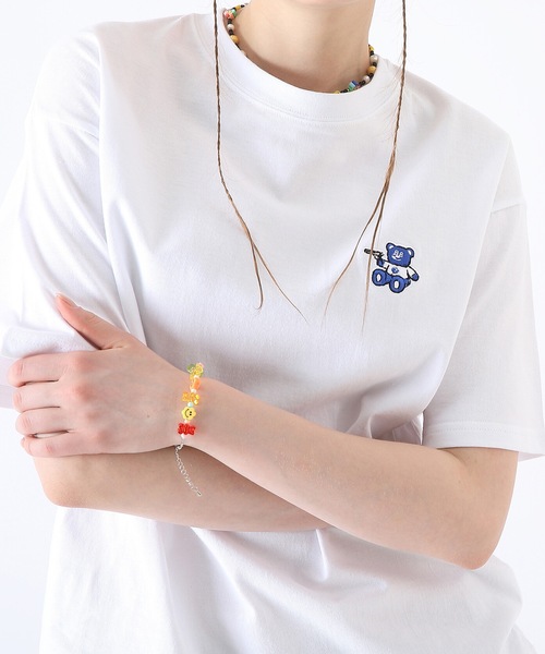 BadBlue（バッドブルー）の「【BadBlue 】BadBear Patch Tee White（Tシャツ/カットソー・レディース・ホワイト×ブルー・S1）」の2枚目の写真