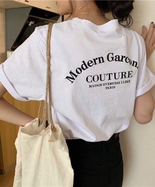 Ada.(エイダ)の「韓国風 ロゴプリントTシャツ(Tシャツ/カットソー・レディース・ホワイト/ブラック・FREE)」の2枚目の写真