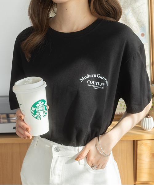 Ada.(エイダ)の「韓国風 ロゴプリントTシャツ(Tシャツ/カットソー・レディース・ホワイト/ブラック・FREE)」の21枚目の写真