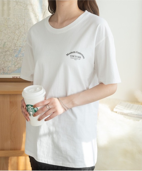 Ada.(エイダ)の「韓国風 ロゴプリントTシャツ(Tシャツ/カットソー・レディース・ホワイト/ブラック・FREE)」の19枚目の写真