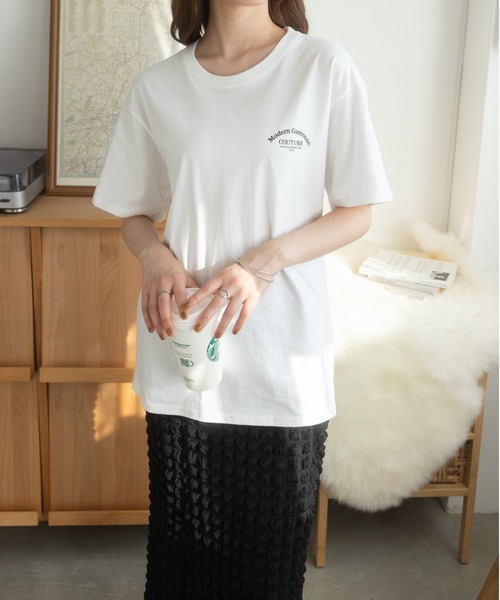 Ada.(エイダ)の「韓国風 ロゴプリントTシャツ(Tシャツ/カットソー・レディース・ホワイト/ブラック・FREE)」の13枚目の写真
