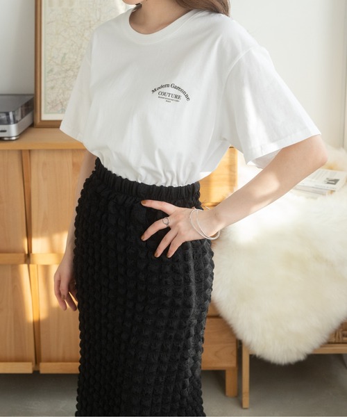 Ada.(エイダ)の「韓国風 ロゴプリントTシャツ(Tシャツ/カットソー・レディース・ホワイト/ブラック・FREE)」の16枚目の写真