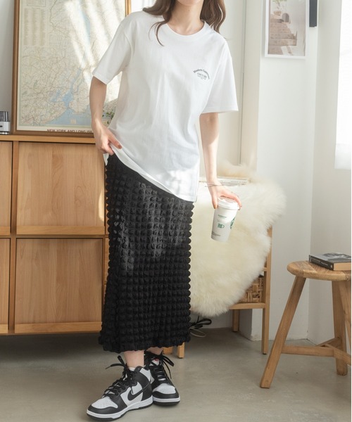 Ada.(エイダ)の「韓国風 ロゴプリントTシャツ(Tシャツ/カットソー・レディース・ホワイト/ブラック・FREE)」の14枚目の写真