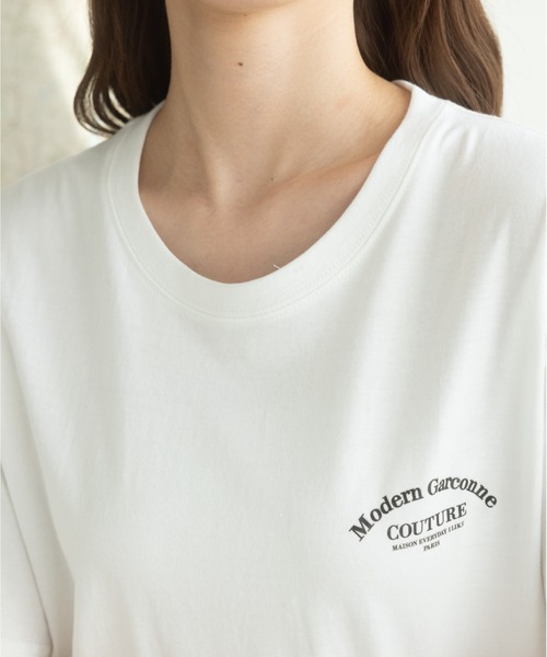 Ada.(エイダ)の「韓国風 ロゴプリントTシャツ(Tシャツ/カットソー・レディース・ホワイト/ブラック・FREE)」の8枚目の写真