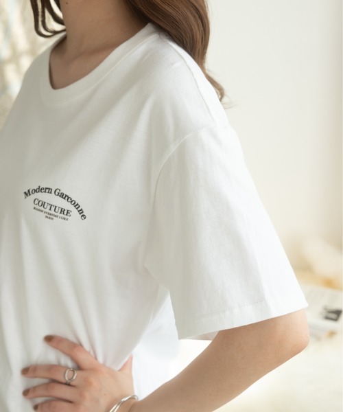 Ada.(エイダ)の「韓国風 ロゴプリントTシャツ(Tシャツ/カットソー・レディース・ホワイト/ブラック・FREE)」の17枚目の写真