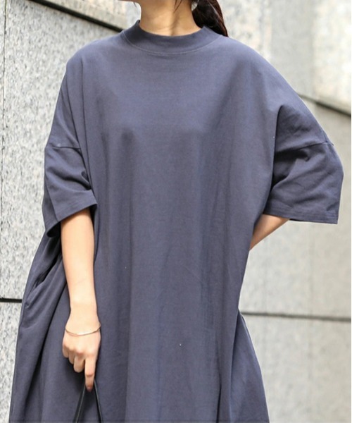 No one knows（ノーワンノーズ）の「ゆったりワイドワンピース（ワンピース・レディース・オリーブ/グレイッシュベージュ/ネイビー/ナチュラル・M-L）」の8枚目の写真