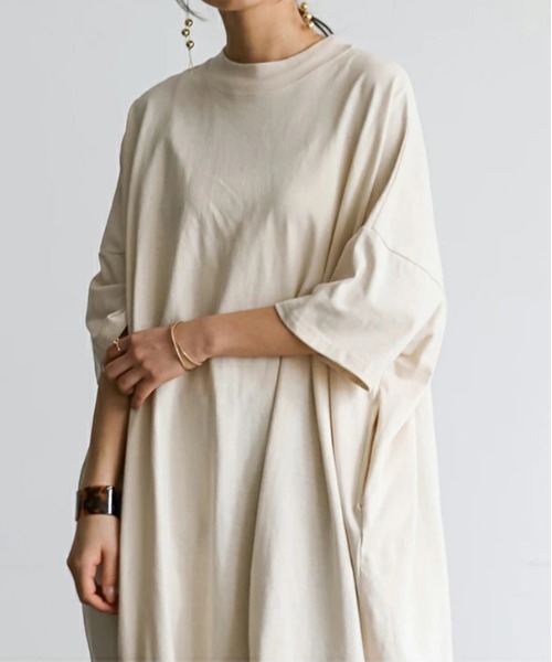 No one knows（ノーワンノーズ）の「ゆったりワイドワンピース（ワンピース・レディース・オリーブ/グレイッシュベージュ/ネイビー/ナチュラル・M-L）」の10枚目の写真