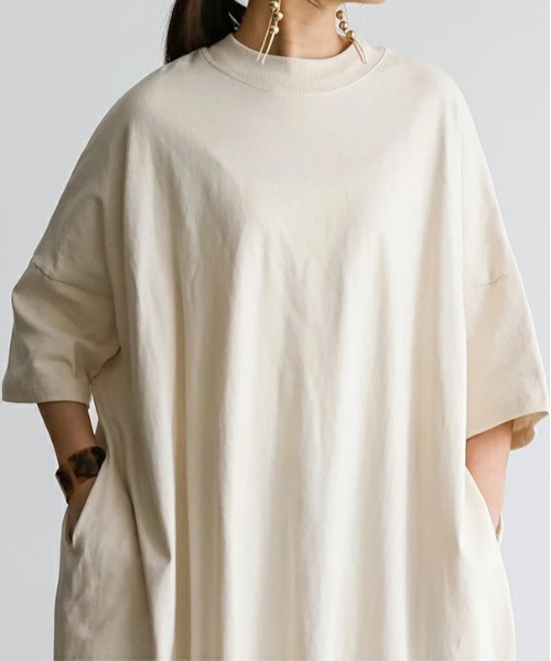 No one knows（ノーワンノーズ）の「ゆったりワイドワンピース（ワンピース・レディース・オリーブ/グレイッシュベージュ/ネイビー/ナチュラル・M-L）」の12枚目の写真