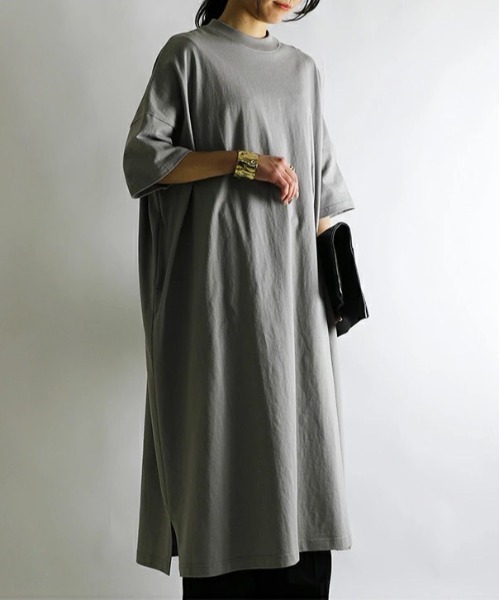 No one knows（ノーワンノーズ）の「ゆったりワイドワンピース（ワンピース・レディース・オリーブ/グレイッシュベージュ/ネイビー/ナチュラル・M-L）」の14枚目の写真