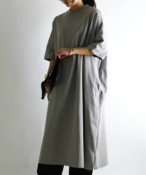 No one knows（ノーワンノーズ）の「ゆったりワイドワンピース（ワンピース・レディース・オリーブ/グレイッシュベージュ/ネイビー/ナチュラル・M-L）」の15枚目の写真