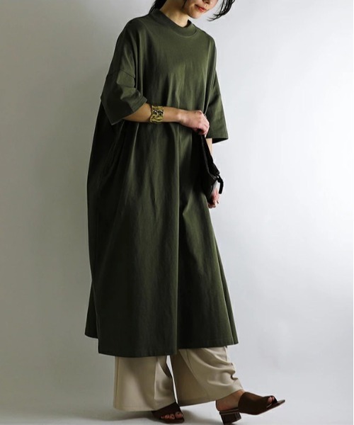 No one knows（ノーワンノーズ）の「ゆったりワイドワンピース（ワンピース・レディース・オリーブ/グレイッシュベージュ/ネイビー/ナチュラル・M-L）」の20枚目の写真