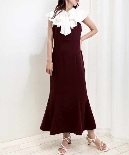 INGNI（イング）の「ダブルフリルボウタイブラウスドッキング／ワンピース（ワンピース・レディース・ホワイト×ブラック/ホワイト系4・M）」の6枚目の写真