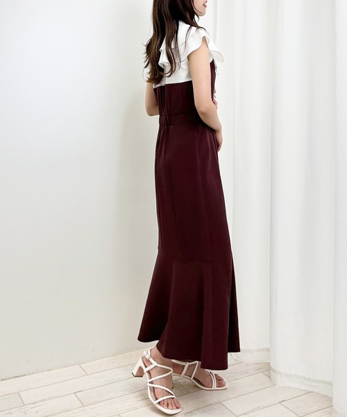 INGNI（イング）の「ダブルフリルボウタイブラウスドッキング／ワンピース（ワンピース・レディース・ホワイト×ブラック/ホワイト系4・M）」の7枚目の写真