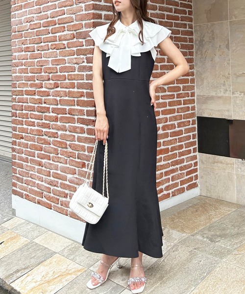 INGNI（イング）の「ダブルフリルボウタイブラウスドッキング／ワンピース（ワンピース・レディース・ホワイト×ブラック/ホワイト系4・M）」の14枚目の写真