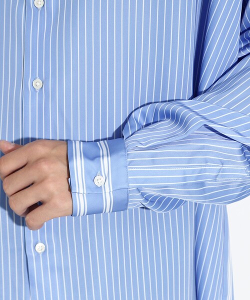 tk.TAKEO KIKUCHI(ティーケータケオキクチ)の「◆トロンプルイユストライプビッグシャツ(シャツ/ブラウス・メンズ・ブラック系2/ホワイト系3/ブルー系7・01/03/02)」の18枚目の写真