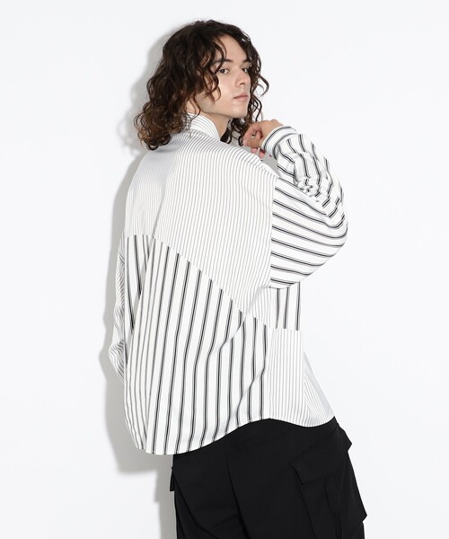 tk.TAKEO KIKUCHI(ティーケータケオキクチ)の「◆トロンプルイユストライプビッグシャツ(シャツ/ブラウス・メンズ・ブラック系2/ホワイト系3/ブルー系7・01/03/02)」の16枚目の写真