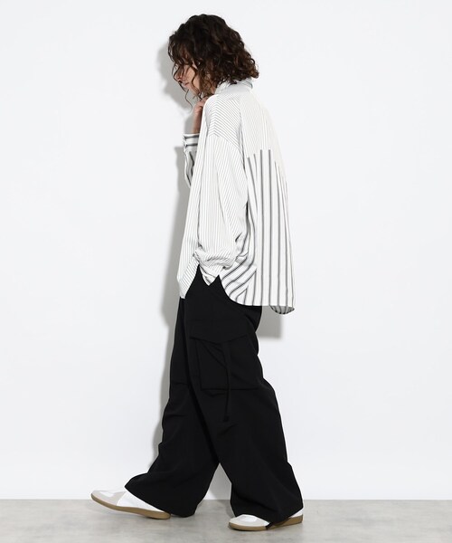 tk.TAKEO KIKUCHI(ティーケータケオキクチ)の「◆トロンプルイユストライプビッグシャツ(シャツ/ブラウス・メンズ・ブラック系2/ホワイト系3/ブルー系7・01/03/02)」の7枚目の写真