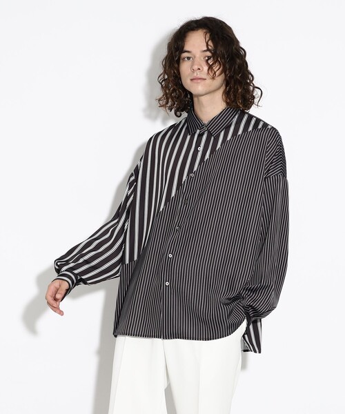 tk.TAKEO KIKUCHI(ティーケータケオキクチ)の「◆トロンプルイユストライプビッグシャツ(シャツ/ブラウス・メンズ・ブラック系2/ホワイト系3/ブルー系7・01/03/02)」の14枚目の写真