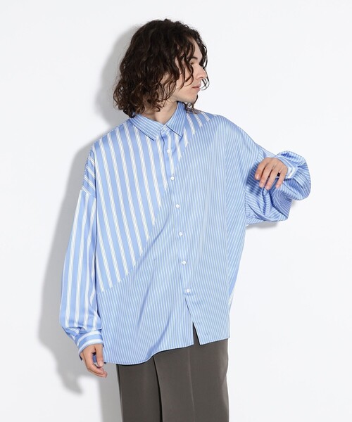 tk.TAKEO KIKUCHI(ティーケータケオキクチ)の「◆トロンプルイユストライプビッグシャツ(シャツ/ブラウス・メンズ・ブラック系2/ホワイト系3/ブルー系7・01/03/02)」の19枚目の写真