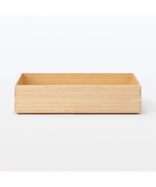 無印良品（ムジルシリョウヒン）の「重なる竹材長方形ボックス　小　約幅３７×奥行２６×高さ８．５ｃｍ（収納グッズ・メンズ・ナチュラル・小）」の2枚目の写真