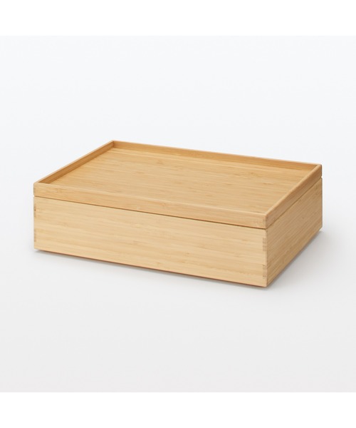 無印良品（ムジルシリョウヒン）の「重なる竹材長方形ボックス　小　約幅３７×奥行２６×高さ８．５ｃｍ（収納グッズ・メンズ・ナチュラル・小）」の7枚目の写真
