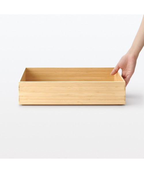 無印良品（ムジルシリョウヒン）の「重なる竹材長方形ボックス　小　約幅３７×奥行２６×高さ８．５ｃｍ（収納グッズ・メンズ・ナチュラル・小）」の10枚目の写真