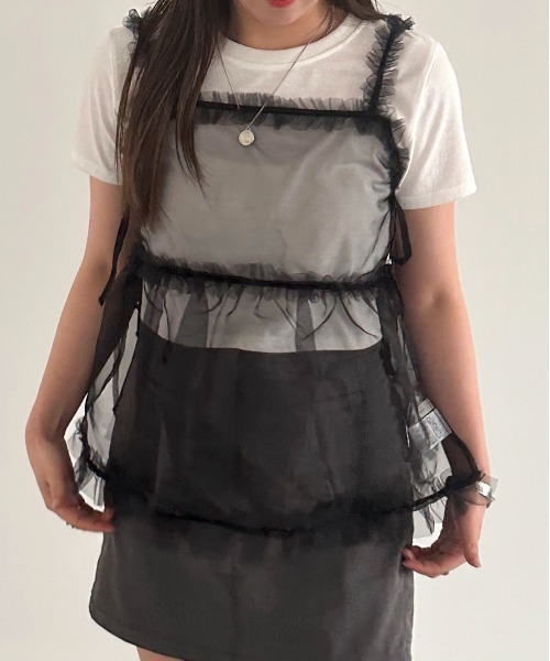 apres jour mignon（アプレジュールミニョン）の「チュールオーガンジービスチェ【ZOZOTOWN限定アイテム】（キャミソール・レディース・ブラック/チャコールグレー・フリー/X-LARGE）」の7枚目の写真