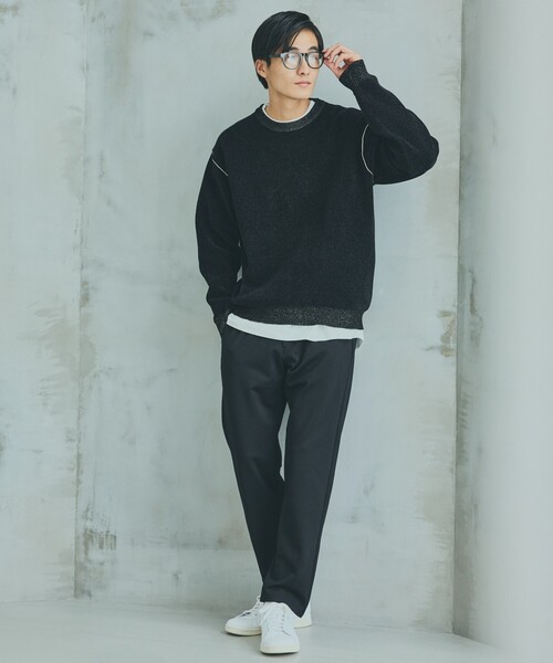 THE SHOP TK (ザ ショップ ティーケー )の「◆配色モールニット/ハグするニットシリーズ(ニット/セーター・メンズ・ブラウン系/ブラック/ライトグレー/パープル系4/オフホワイト/ブルー系その他・01/04/03/02)」の9枚目の写真