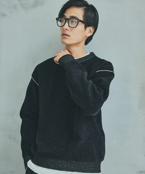 THE SHOP TK (ザ ショップ ティーケー )の「◆配色モールニット/ハグするニットシリーズ(ニット/セーター・メンズ・ブラウン系/ブラック/ライトグレー/パープル系4/オフホワイト/ブルー系その他・01/04/03/02)」の10枚目の写真