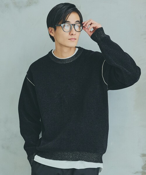 THE SHOP TK (ザ ショップ ティーケー )の「◆配色モールニット/ハグするニットシリーズ(ニット/セーター・メンズ・ブラウン系/ブラック/ライトグレー/パープル系4/オフホワイト/ブルー系その他・01/04/03/02)」の11枚目の写真