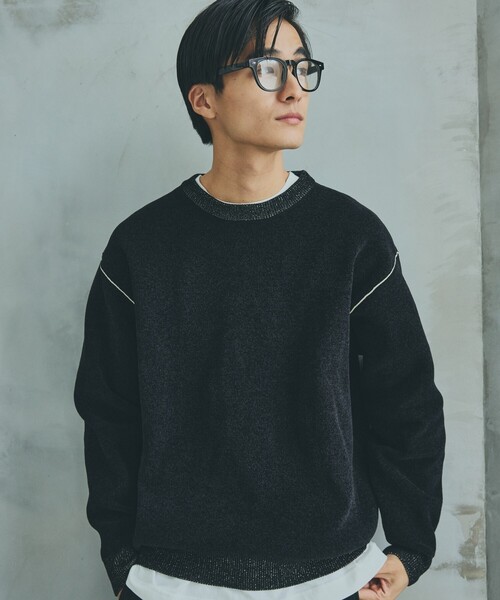 THE SHOP TK (ザ ショップ ティーケー )の「◆配色モールニット/ハグするニットシリーズ(ニット/セーター・メンズ・ブラウン系/ブラック/ライトグレー/パープル系4/オフホワイト/ブルー系その他・01/04/03/02)」の13枚目の写真