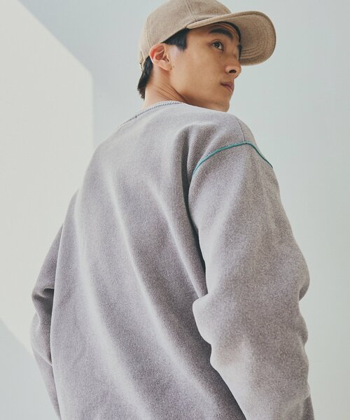 THE SHOP TK (ザ ショップ ティーケー )の「◆配色モールニット/ハグするニットシリーズ(ニット/セーター・メンズ・ブラウン系/ブラック/ライトグレー/パープル系4/オフホワイト/ブルー系その他・01/04/03/02)」の19枚目の写真