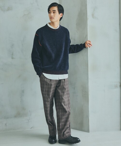 THE SHOP TK (ザ ショップ ティーケー )の「◆配色モールニット/ハグするニットシリーズ(ニット/セーター・メンズ・ブラウン系/ブラック/ライトグレー/パープル系4/オフホワイト/ブルー系その他・01/04/03/02)」の20枚目の写真